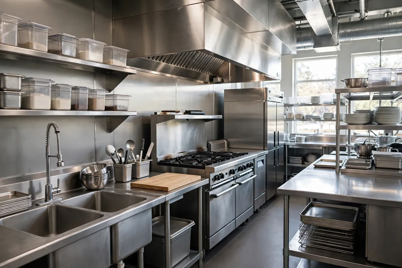 Clean stainless commercial restaurant kitchen — Commercial Rodent Control Provo, UT